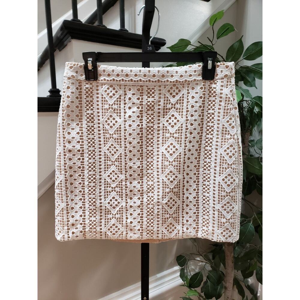 Endless Rose A Line Skirt Womens White Crochet Aztec Lined Back Zipper Medium